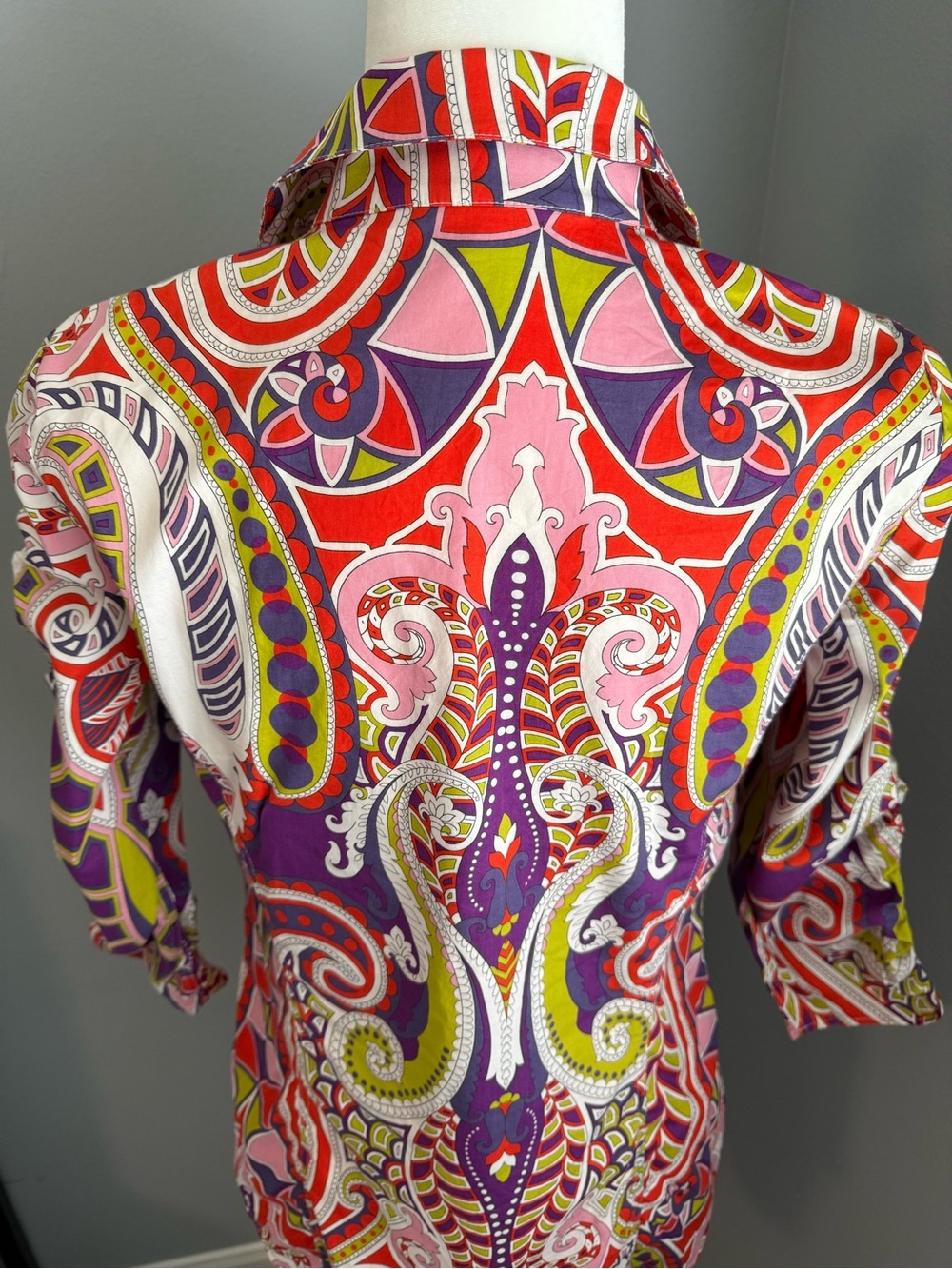 LAFAYETTE 148 New York Bright Paisley Button Shirt Pink, Red, Purple Blouse Top - Picture 11 of 16